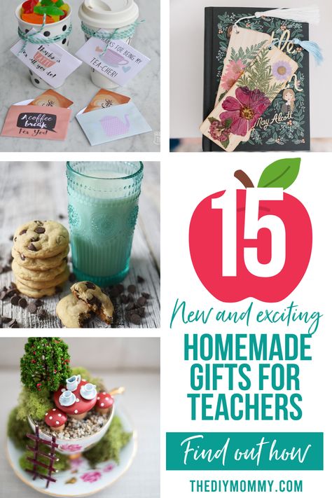 Looking for a terrific homemade gift for the teacher on your list? Here are 15+ fun teacher gift ideas that are sure to be a big hit! Diy Gifts For Teachers From Students, Homemade Gifts For Teachers, Handmade Gifts For Teachers, Diy Teacher Appreciation Gifts, Teacher Appreciation Diy, Homemade Teacher Gifts, Handmade Teacher Gifts, Gift Card Holder Diy, Easy Teacher Gifts