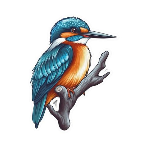 Super cute kingfisher stickers How To Draw A Kingfisher, Kingfisher Drawing Simple, Birds Illustration Drawing, Kingfisher Sketch, Kingfisher Bird Drawing, Burung Raja Udang, Watercolor Bird Paintings, Kingfisher Drawing, Bird Drawing Easy