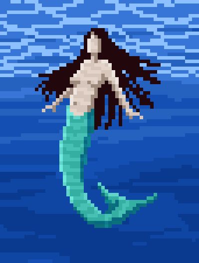 Pixel Art Mermaid, Minecraft Outdoor Decor, Minecraft Outdoor, Black Mermaid, Art Idea, Art References, Art Board, Art Boards, Game Art