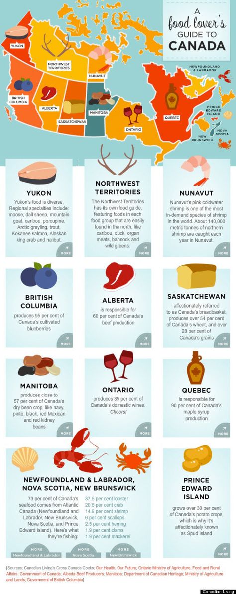 Food In Canada: Map Of Country Showcases Delights, Differences (INFOGRAPHIC) Interactive Infographic, Canada Country, Yukon Canada, Food Map, Canada Food, Canada Map, Infographic Map, Food Infographic, Canadian Food