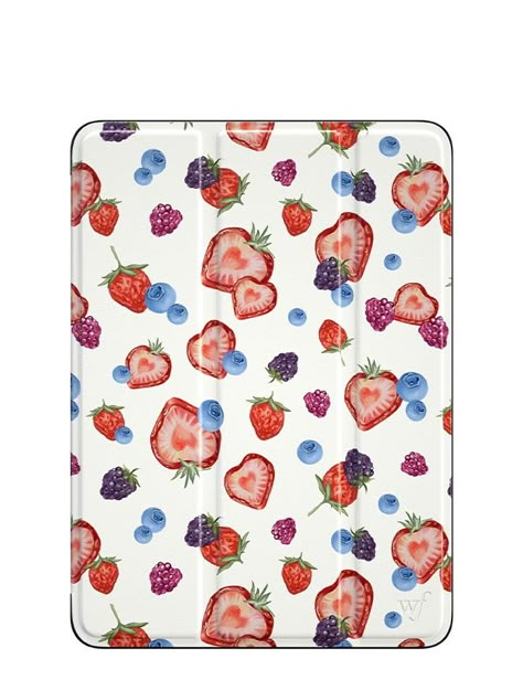 wildflower fruit tart ipad folio 11 Strawberry Ipad Case, Cute Ipad Cases 10th Generation, Heart Shaped Strawberries, Ipad Case Aesthetic, Aesthetic Ipad Case, I Pad Pro, Clear Chrome, Girly Christmas Gifts, Ipad Inspo