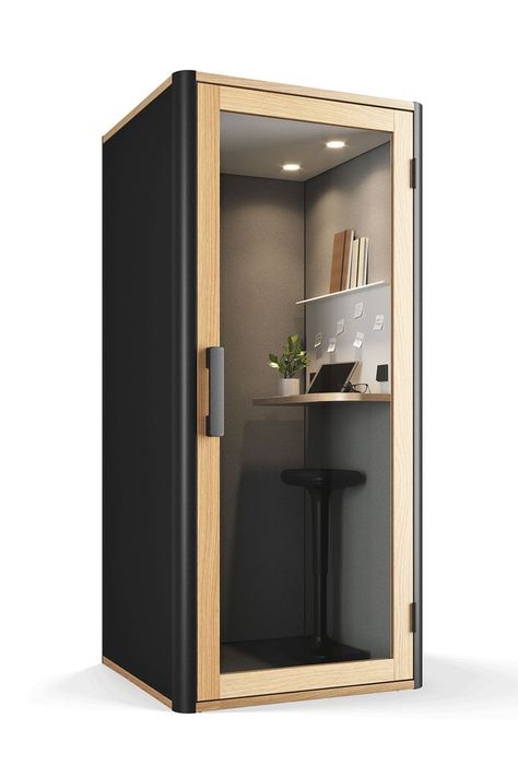 The Bosselino phone pod by Bosse provides workers with a flexible, private retreat set within today’s fast-paced open-plan office environments. Work Pod, Coworking Design, Business Capsule, Recording Booth, Cozy Workspace, Clean Workspace, Tiny Office, Recording Studio Home, Mini Office