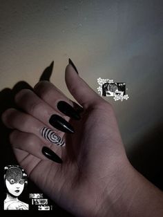 Insta Nails, Junji Ito Collection, Horror Nails, Skull Nails, Hippie Nails, Punk Nails, Gothic Nails, Anime Nails, Goth Nails