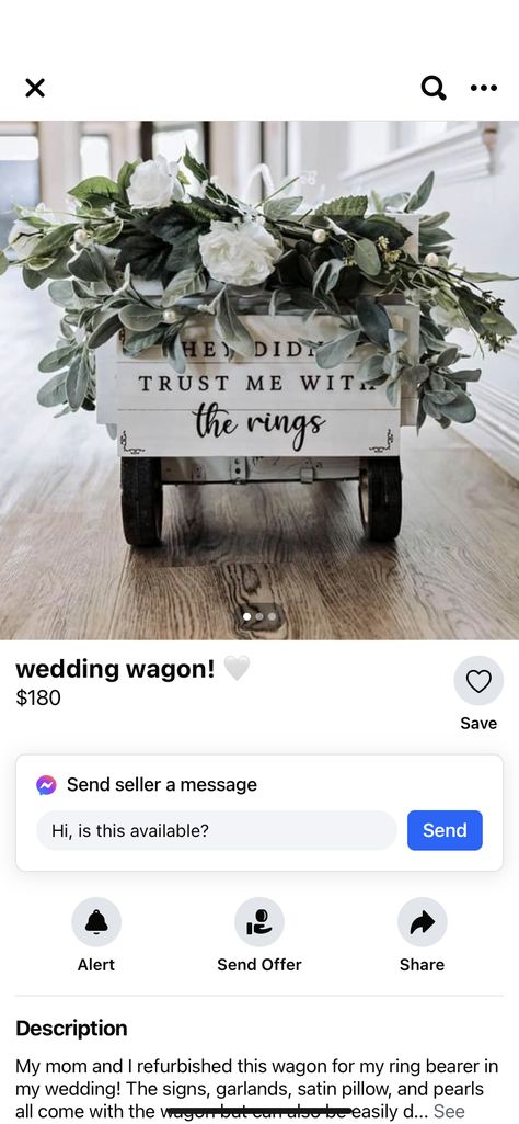 Ring Bearer Wagon Ideas, Wedding Wagon For Ring Bearer, Ring Bearer Wagon, Baby Ring Bearer, Wedding Wagon, Christian Wedding Rings, Wagon For Wedding, Ring Bearer Proposal, Baby Ring