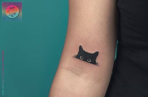 Cat Neck Tattoos Women, Black Cat Arm Tattoo, Minimal Black Cat Tattoo, Small Cat Face Tattoo, Cat Person Tattoo, Cartoon Black Cat Tattoo, Black Cat Finger Tattoo, Black Cat Wrist Tattoo, Black Cat Small Tattoo