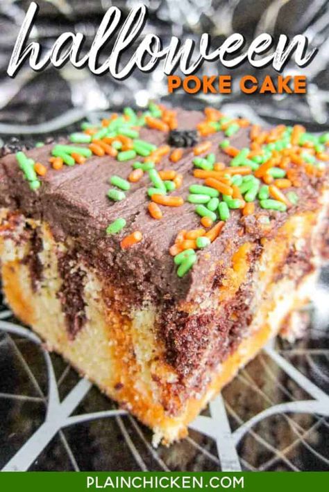 Homemade Butterfingers, Halloween Themed Desserts, Easy Halloween Party Food, Chocolate Marble Cake, Cake Orange, Orange Jello, Halloween Sprinkles, Halloween Dessert, Easy Halloween Food