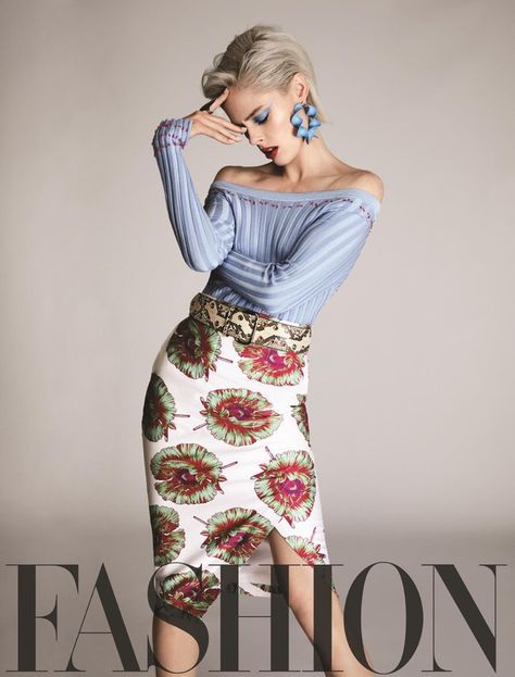 Coco Rocha poses in Altuzarra top, skirt, belt and earrings with Botkier ring Fashion Magazine Poses Models, Magazine Poses Models, Fashion Magazine Poses, Sophisticated Poses, Poses In Skirt, Fashion Shoot Poses, Fashion Poses Photography, Magazine Poses, Skirt Poses