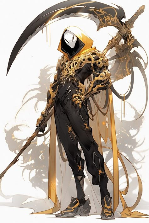 Character With A Scythe, Character Art Scythe, Anime Character With Scythe, Anime Scythe User, Poses With A Scythe, Oc With Scythe, Purple Dnd Character, Scythe Fantasy Art, Scythe Poses Drawing Reference Male