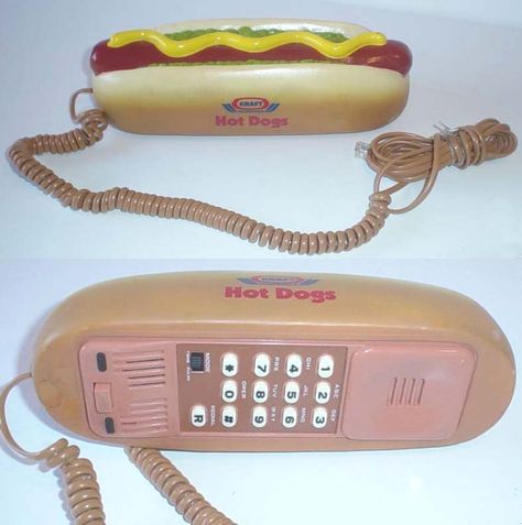 Kraft, hot dog phone Cool Landline Phone, Banana Phone, Creative Kitchen Gadgets, Antique Telephone, Phone Humor, Diy Perfume, Rotary Phone, Retro Phone, Vintage Phones