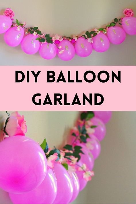 balloon garland with flowers and balloons Easy Balloon Decorations Simple, Flower Balloon Garland, Balloons And Flowers, Easy Budget, Easy Birthday, Diy Balloon, Black Princess, Simple Budget, Balloon Flowers