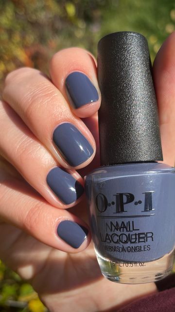 Blue Nails Fall 2023, Opi Navy Blue Dip Powder, Denim Blue Nail Polish, Denim Colored Nails, Opi Blue Nails, Opi Navy Blue Polish, Opi Blue Colors, Grayish Blue Nails, Less Is Norse Opi