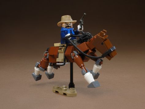 All sizes | BSJH - Theodore Roosevelt on Horse - Front | Flickr - Photo Sharing! Lego Horse, Lego Kits, Micro Lego, Lego Boards, Lego Animals, Lego Lovers, Amazing Lego Creations, Lego Pictures, Riding Horse