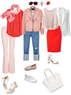 Ensemble: Blushing Tomato - YLF Outfit Rosado, Simple Easy Outfits, Spring Engagement Photos Ideas, Pink Capsule Wardrobe, Organised Wardrobe, Color Schemes Spring, White Blue Outfit, Red White Blue Outfit, Spring Engagement Photos Outfits