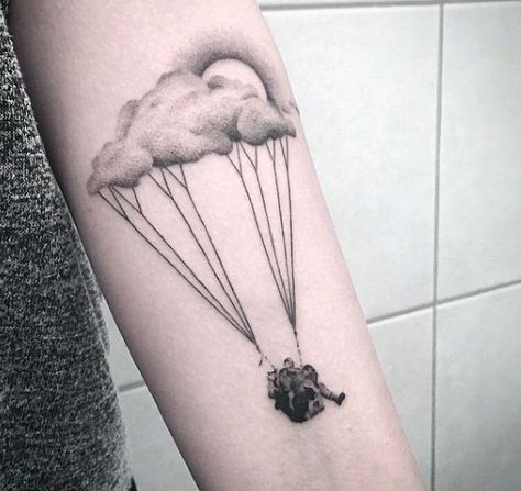 Parachute Small Tattoo For Men                                                                                                                                                                                 More Cool Simple Tattoos, Chic Bedrooms, Simple Tattoos For Guys, Forearm Tattoo Design, Small Girl Tattoos, Inspiration Tattoos, Small Tattoos Simple, Simple Tattoo Designs, Geniale Tattoos