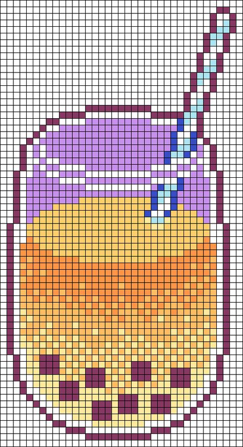 Fruit Pixel Art, Bubble Drink, Modele Pixel Art, Easy Pixel Art, Pixel Art Templates, Cross Stitch Kitchen, Pixel Crochet, Pixel Art Grid, Graph Paper Art