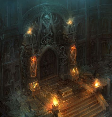 Quarvel'Sharess Temple, Kestal'Xuz, Underdark / Cormyr, Faerun Fantasy Locations, Heroic Fantasy, Rpg Map, Fantasy City, Fantasy Castle, Fantasy Setting, Fantasy Places, Art Et Illustration, Fantasy Concept Art