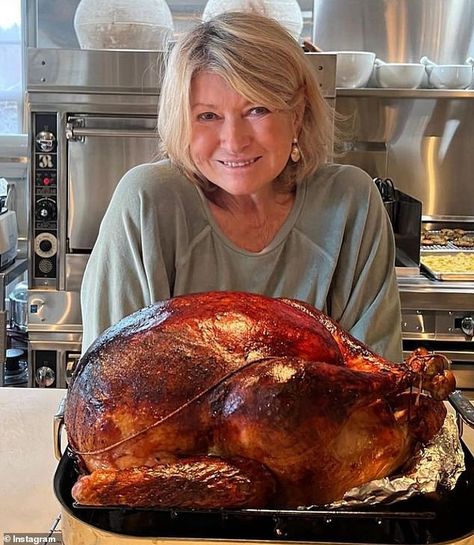 Although the prospect of cooking the perfect turkey may feel daunting, home chefs can look to Martha Stewart, 81, to help them cook a scrumptious meal Perfect Turkey Thanksgiving, Martha Stewart Thanksgiving, Cooking The Perfect Turkey, The Perfect Turkey, Thawing Turkey, Perfect Turkey, Thanksgiving Stuffing, Turkey Day, Thanksgiving Feast