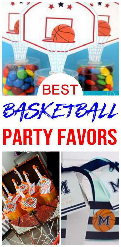 Party Favors! Basketball party favor ideas for a Basketball  theme party for kids that are easy and fun! Goodie bags, DIY ideas, party favor bags and more. BEST children Basketball party favors great for classroom parties, school parties, birthday parties, March Madness, end of season party any Basketball theme celebration! #kidsbirthday #kidsparty #kidpartyideas #basketball Basketball Pool Party, Basketball Loot Bag Ideas, Basketball Playoff Goody Bags, Basketball Team Snacks, Basketball Team Treats, Basketball Tournament Birthday Party, March Madness Theme, Basketball Birthday Party Favors, Basketball Girl Gifts