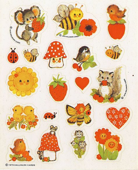 Hallmark stickers... I think we had these Animal Crossing Clip Art, Arte Inspo, Sticker Collection, Sticker Book, Vintage Illustration, Wall Collage, Kitsch, Cute Stickers, Art Inspo