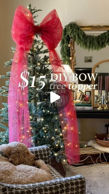 Bow Christmas Tree Topper, Diy Tree Topper, Bow Christmas Tree, Tree Bows, Christmas Bows Diy, Diy Christmas Tree Topper, Tree Topper Bow, Tulle Bow, Christmas Tree Bows