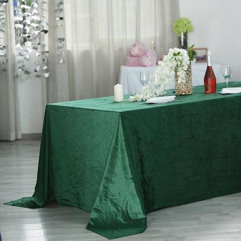 Velvet Tablecloth, Emerald Green Velvet, Green Tablecloth, Emerald Green Weddings, Tablecloth Sizes, Rectangle Tablecloth, Tablecloth Fabric, Velvet Color, Green Wedding