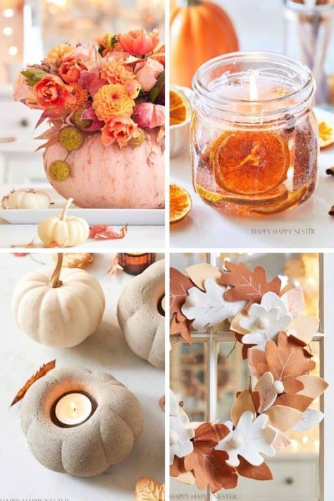 Easy Fall Crafts For Adults, Simple Fall Crafts, Diy Fall Garland, Cement Pumpkins, Fall Decor Kitchen, Paper Wreath Diy, Pumpkin Fairy House, Fall Dining Room Table, Gel Wax Candles