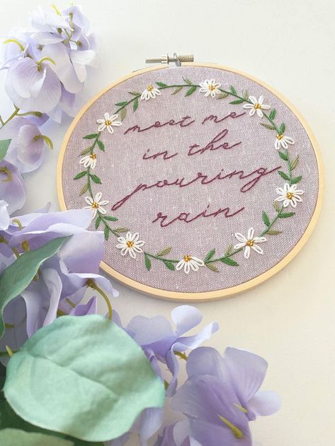 Taylor Swift Lyric Embroidery, Taylor Swift Embroidery Ideas, Taylor Swift Embroidery, Digital Embroidery Patterns, Pouring Rain, Embroidery Download, Hamilton Ontario, Handmade Embroidery, Embroidery Hoop Art