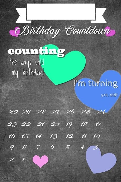 Birthday Countdown Calendar I made at posters.com - I’m going to frame it and use chalk markers. We love counting down to our birthdays!! Birthday Countdown Template, Birthday Countdown Calendar, Aquarium Architecture, Birthday Countdown, Invert Colors, Birthday Quotes For Me, Birthday Photo Frame, March Birthday, Classic Names