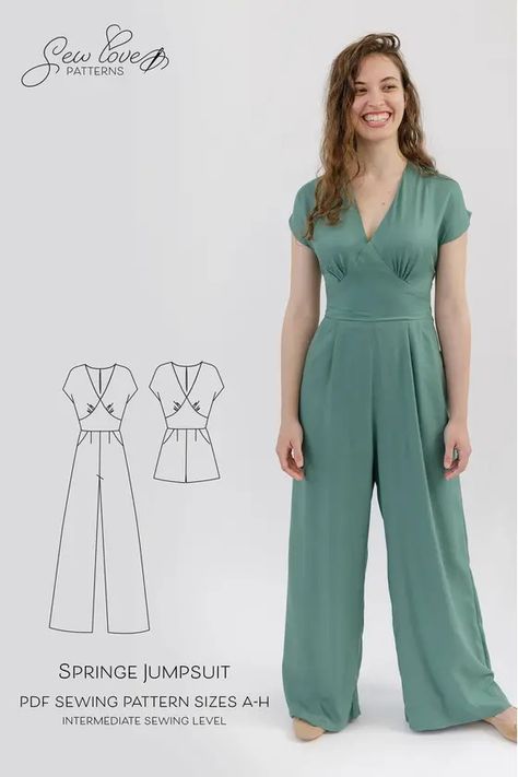 Patterns :: Women's patterns :: Jumpsuits :: Sew Love Springe Jumpsuit Jumpsuit Sewing Patterns For Women, Jumpsuit Sewing Pattern, Jumpsuit Sewing, Jumpsuit Pattern Sewing, Sewing Pants, Jumpsuit And Blazer, Flare Jumpsuit, Jumpsuit Pattern, Corsets And Bustiers