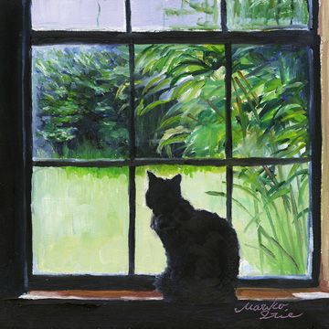 cat windowsill Schrödinger's Cat, Window Illustration, Art Alevel, Window Drawing, Cat Window, Skeleton Art, Cats Artists, Window Painting, Cat Sitting