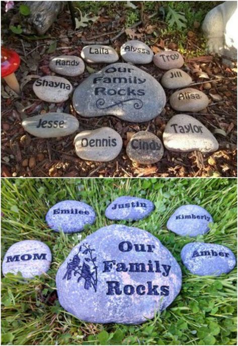 40 Gorgeous DIY Stone, Rock, and Pebble Crafts To Beautify Your Life - DIY & Crafts Caillou Roche, Pebble Crafts, Family Rocks, Shade Garden Design, Art Pierre, Rock And Pebbles, Outdoor Crafts, Painted Rocks Diy, Rock Painting Ideas Easy