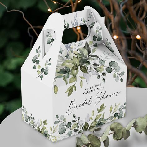 Bridal Shower Greenery, Bridal Boxes, Boho Watercolor, Bridal Favors, Olive Branches, Bridal Shower Favor, Watercolor Greenery, Elegant Watercolor, Wedding Favor Boxes