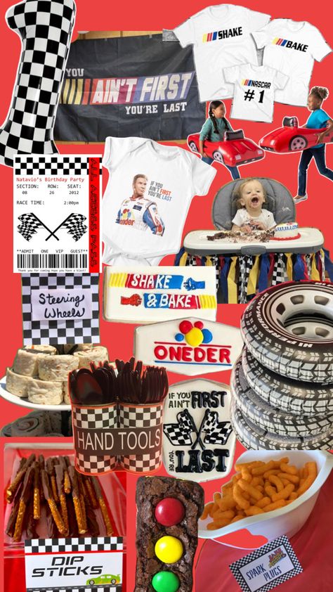 First Bday Theme, Car 1st Birthday, First Birthday Theme Ideas, Baby Boys First Birthday, Baby First Birthday Themes, 1st Birthday Theme, Talladega Nights, Racing Theme, Boys First Birthday Party Ideas