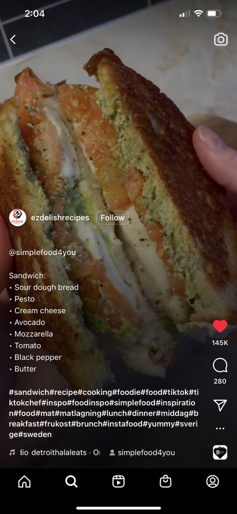 Cream Cheese Sandwich, Cream Cheese Sandwiches, Tomato And Mozzarella, Work Lunches, Sour Dough, Food Mat, Foods Recipes, Work Lunch, Cheese Sandwich