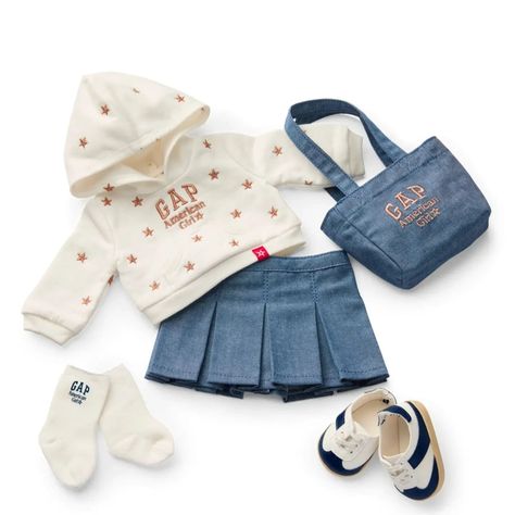 How cute! What do you think of this collaboration between Gap and American Girl? I'm here for it 💙💙 #gapamericangirldoll #agig #agiger #agigcrew #gap Star Hoodie Outfit, Stephanie Gottlieb, Star Hoodie, Disney Princess Dolls, Embroidered Stars, Matching Outfit, Denim Tote Bags, American Girl Clothes, Denim Tote