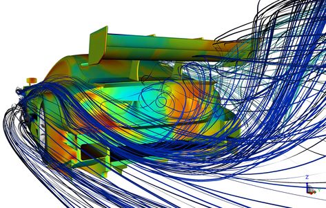 BMW M4 DTM: a detailed look at computational fluid dynamics - http://www.bmwblog.com/2017/03/30/bmw-m4-dtm-detailed-look-computational-fluid-dynamics/ Flow Visualization, Cfd Simulation, Aviation Mechanic, Computational Fluid Dynamics, Fluid Mechanics, Aerodynamic Design, Automobile Engineering, Bmw Motorsport, Ground Effects