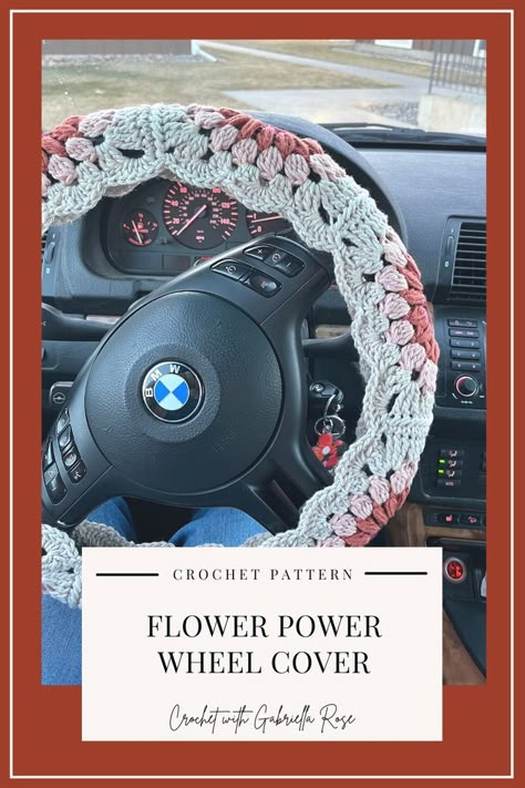 Crochet Steering Wheel Cover Pattern, Steering Wheel Cover Pattern, Flower Power Crochet, Steering Wheel Cover Diy, Crochet Steering Wheel, Crochet Car, Driving Gloves, Quick Crochet, Fun Crochet Projects