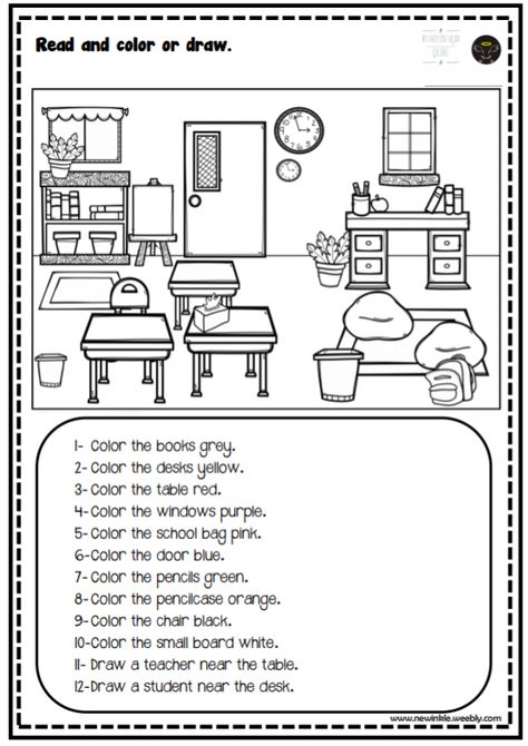 Things In The Classroom Worksheet, School Rules Worksheet, Excersise For Kids, School Rules Activities, Classroom Object, Ivan Cruz, School Objects, Classroom Objects, Creative Worksheets