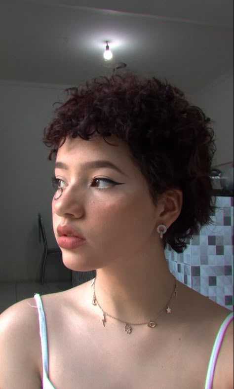 Chopped Curly Hair, Buzzed Curly Hair, Shaved Curly Hair, Pixie Cut Curly Hair, Curly Pixie Hairstyles, Dyed Curly Hair, Curly Pixie Haircuts, Brown Curly Hair, Curly Pixie