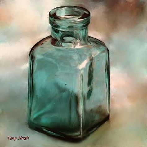 Acyrlic Painting, Transparent Bottle, Bottle Drawing, Surreal Artwork, Watercolor Projects, Still Life Drawing, Watercolor Art Lessons, Art Prompts, A Level Art