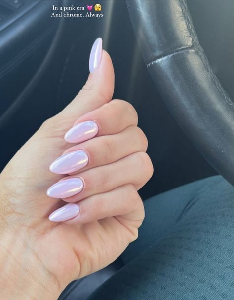 Glazed Lilac Nails, Nails That Match Purple Dress, Prom Nails Lavender Dress, Bridesmaid Nails Lavender, Milky Chrome Lilac Nails, White Lilac Nails, Lavender Nails Aesthetic, Lilac Pearl Nails, Pale Lilac Nails