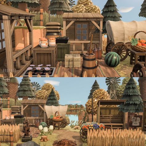 argenie🪴🐻🧋 on Twitter: "the start of my overgrown farm village 🌾 #animalcrossing #acnh #acnhdesign… " Acnh Farmcore Ideas, Overgrown Acnh, Acnh Farm Island, Acnh Farm Area, Animal Crossing Farmcore, Farmcore Animal Crossing, Acnh Mini Builds, Acnh Market Inspiration, Acnh Farm Design