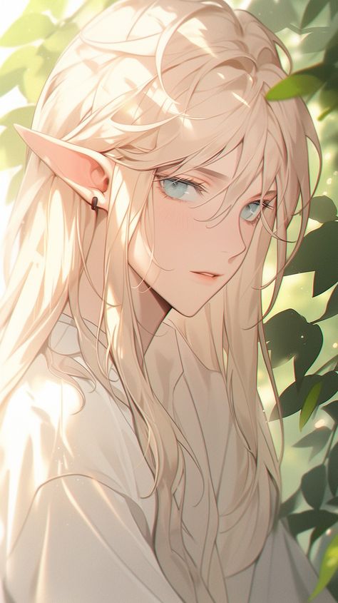 Elf Oc Art, Elf Maiden, Female Elf Art, White Hair Elf, Elf White Hair, High Elf Dnd, Blonde Elf Male, Elves Female Beautiful, Green Haired Elf Male