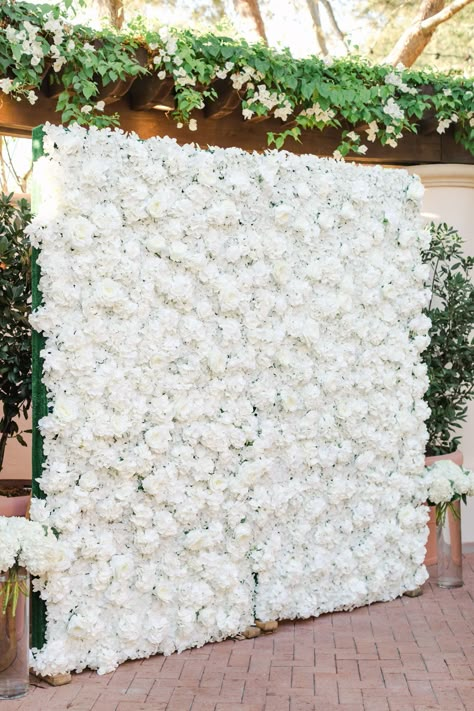 White Flower Photo Wall, All White Party Inspiration, Rose Wall For Wedding, 21st White Party, White Floral Wall Wedding, Hydrangea Flower Wall, Wedding Rose Wall, Full White Wedding Decor, Wedding White Party