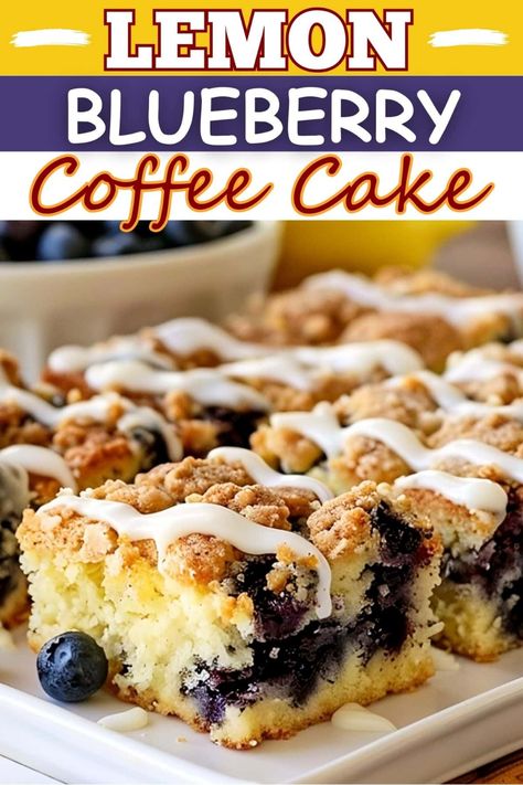 This moist and flavorful lemon blueberry coffee cake combines the perfect balance of tangy citrus, sweet berries, and a crunchy streusel topping. Coffee Cake With Crumb Topping, Dessert Blueberry, Blueberry Coffee, Blueberry Coffee Cake, Cake Coffee, Coffee Cake Recipe, Blueberry Desserts, Blueberry Cream Cheese, Recipe Breakfast