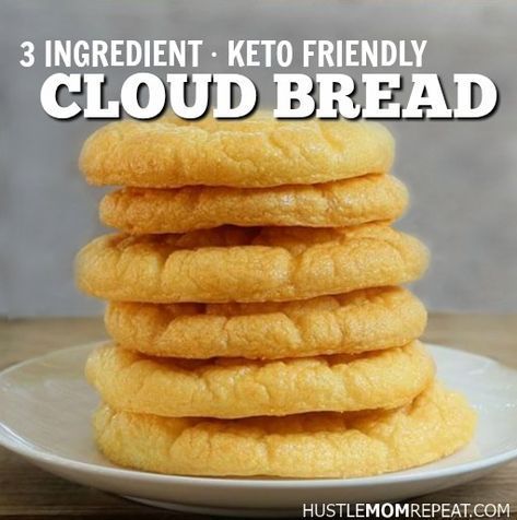 Keto Cloud Bread is easy to make - only 3 ingredients you probably already have in your kitchen! #Keto #CloudBread #Recipe Bread Cloud, Keto Cloud Bread Recipe, Keto Cloud Bread, Cloud Bread Recipe, Keto Bread Recipe, Keto Friendly Bread, Parmesan Chips, Bread Keto, Best Keto Bread