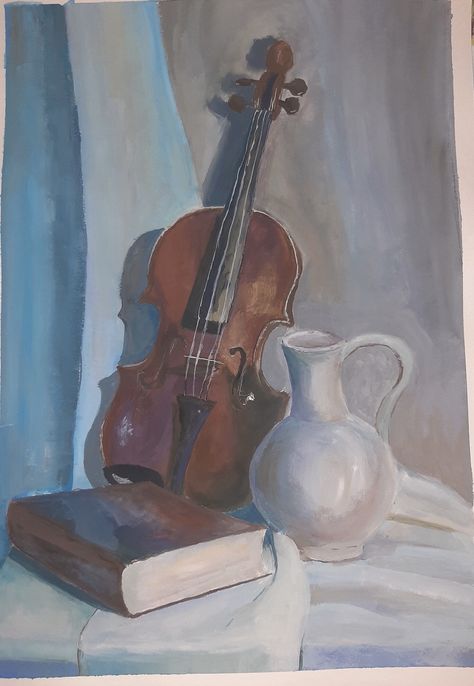 Comforting Paintings, Violin Aesthetic, Violin Drawing, Violin Painting, Pretty Paintings, Violin Art, Still Life Pictures, Small Canvas Paintings, Art Theme