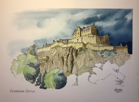 Edinburgh Castle in November 2015 Castle Illustration, Edinburgh Travel, Ink Paintings, Scottish Art, Edinburgh Castle, Travel Sketches, Buy Wall Art, Artwork Wall, Urban Sketching