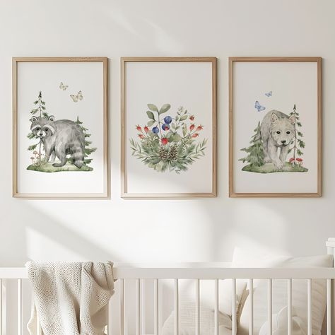 🌿✨ Personalize your little one’s space with our Forest Friends Collection 🌸🍄! You can choose any 3 posters from adorable woodland animals, enchanting mushrooms, or vibrant wild berries to create your own unique set. Whether you mix and match or stick to a theme, these hand-painted prints will bring the calming magic of the forest into your nursery or playroom. 🐻🦊🍄 👉 Customize your set today! . . . #nurserydecor #woodlandanimals #customposters #forestnursery #babyroomdecor #etsydecor Playroom Walls, Nature Inspired Nursery, Adventure Theme Nursery, Nursery Personalized Wall Art, Kids Playroom Art, Cozy Baby Room, Woodland Animal Wall Art, Nursery Decor Woodland, Custom Nursery Art