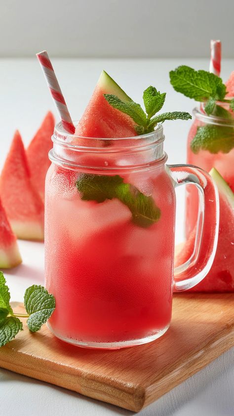 Refreshing and hydrating, this Watermelon Mint Agua Fresca combines the natural sweetness of watermelon with the coolness of mint, perfect for a hot summer day. Watermelon Agua Fresca, Vegan Burger Recipe, Mint Water, Watermelon Mint, Healthy Food Inspiration, Vegan Burger, Agua Fresca, Farm Garden, Watermelon Recipes